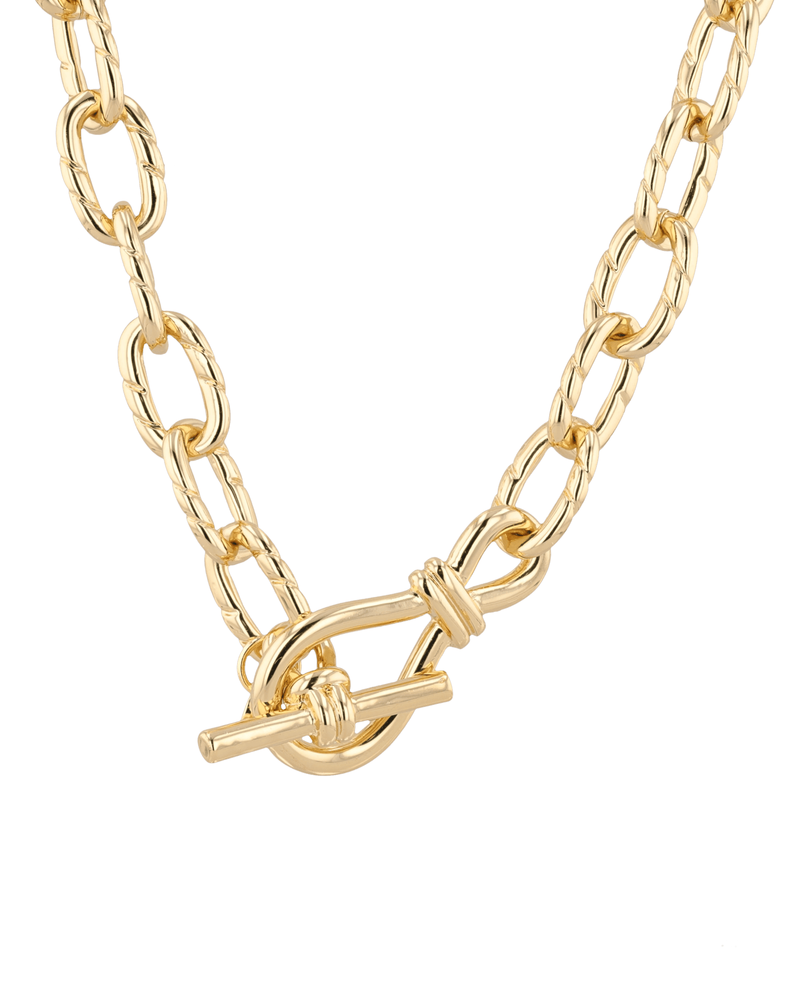 Riviera gold textured link necklace by Lavana, with toggle loop clasp