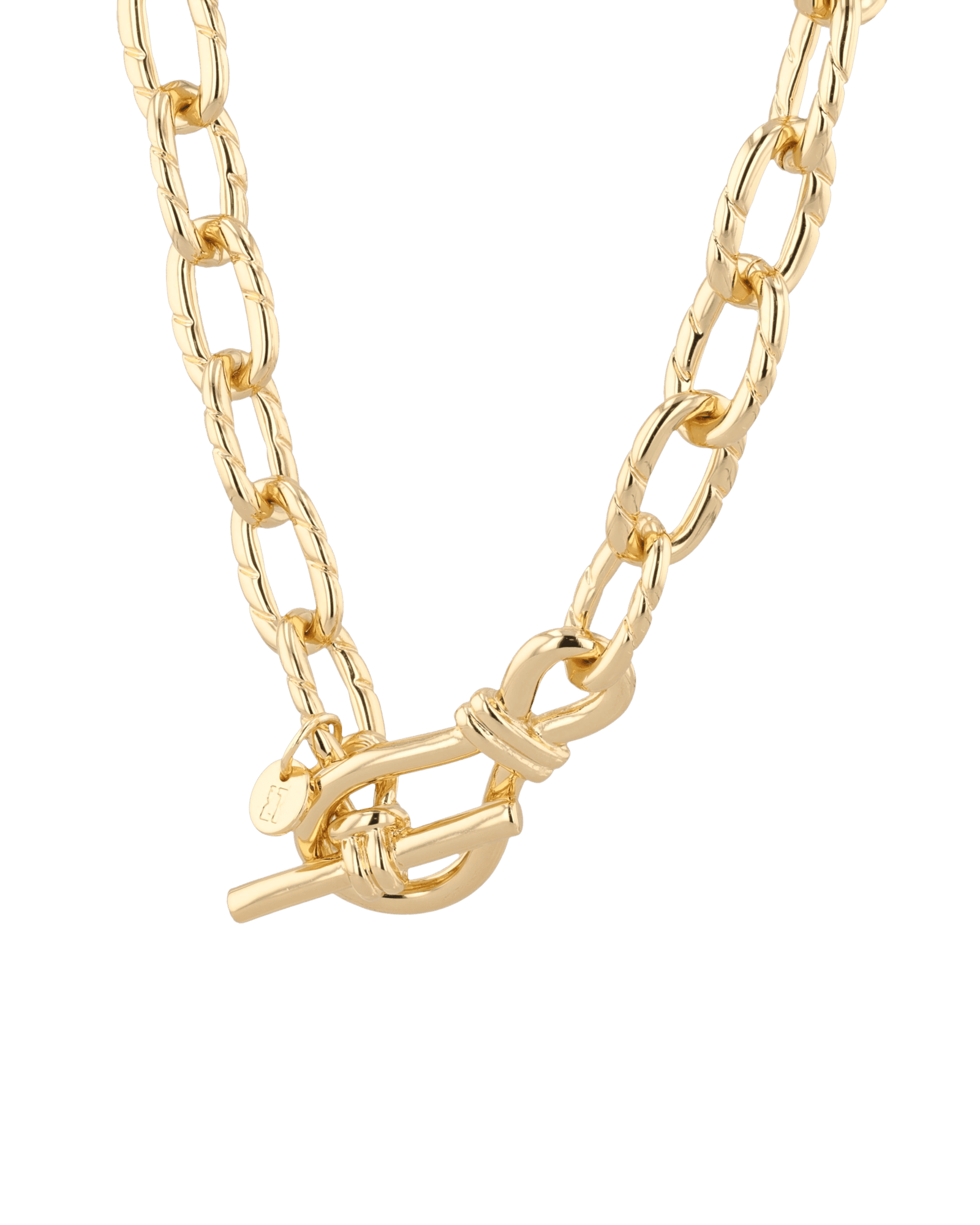 Riviera gold textured link necklace by Lavana, with toggle loop clasp