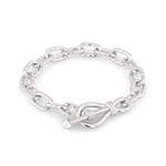 Riviera Silver Textured Link Bracelet by Lavana, with toggle loop clasp - 1