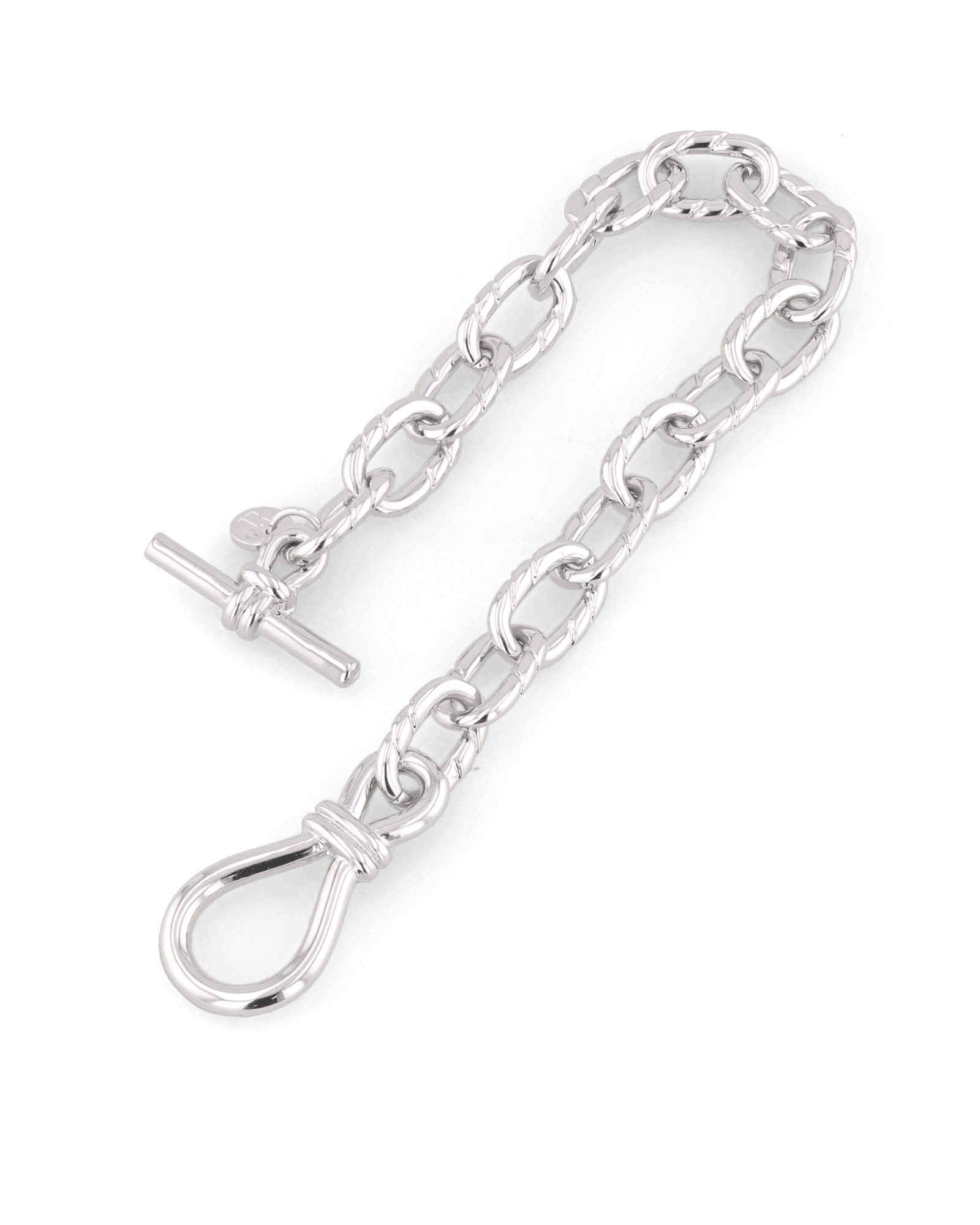 Riviera Silver Textured Link Bracelet by Lavana, with toggle loop clasp - 2