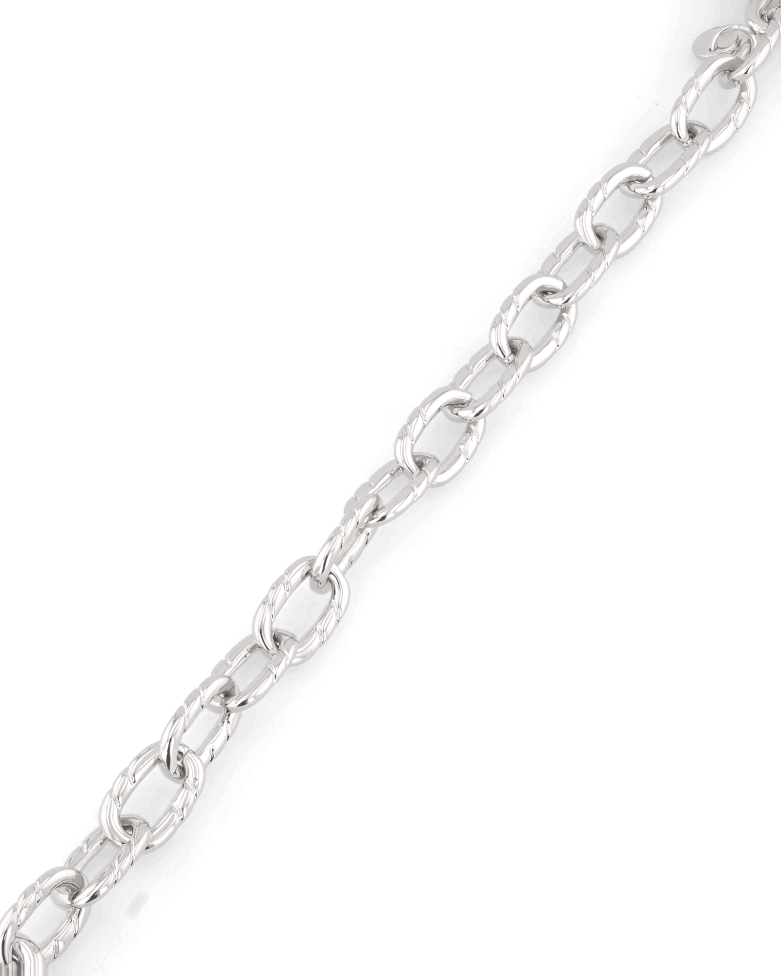 Riviera Silver Textured Link Bracelet by Lavana, with toggle loop clasp - 3