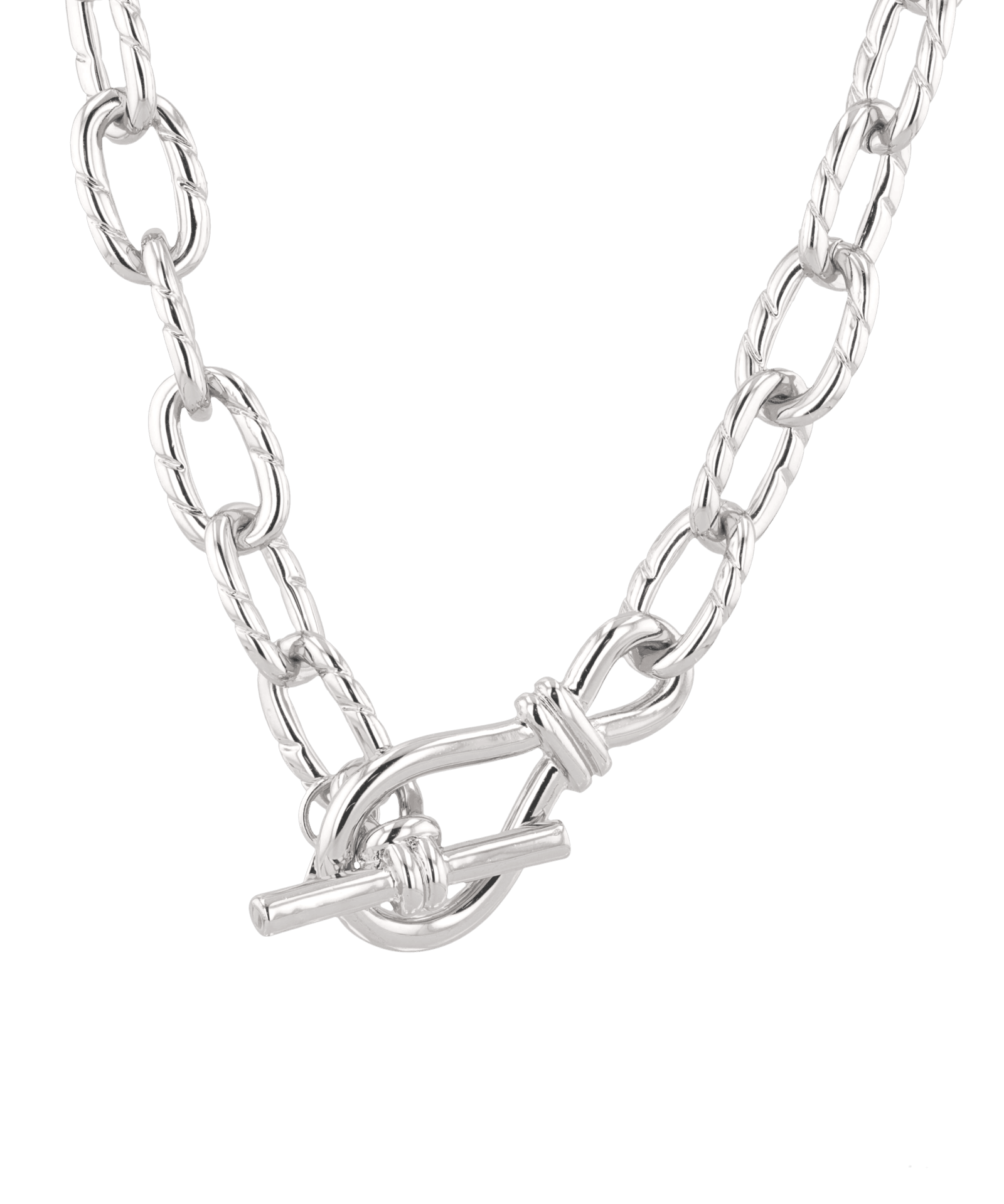 Riviera silver textured link necklace by Lavana, with toggle loop clasp