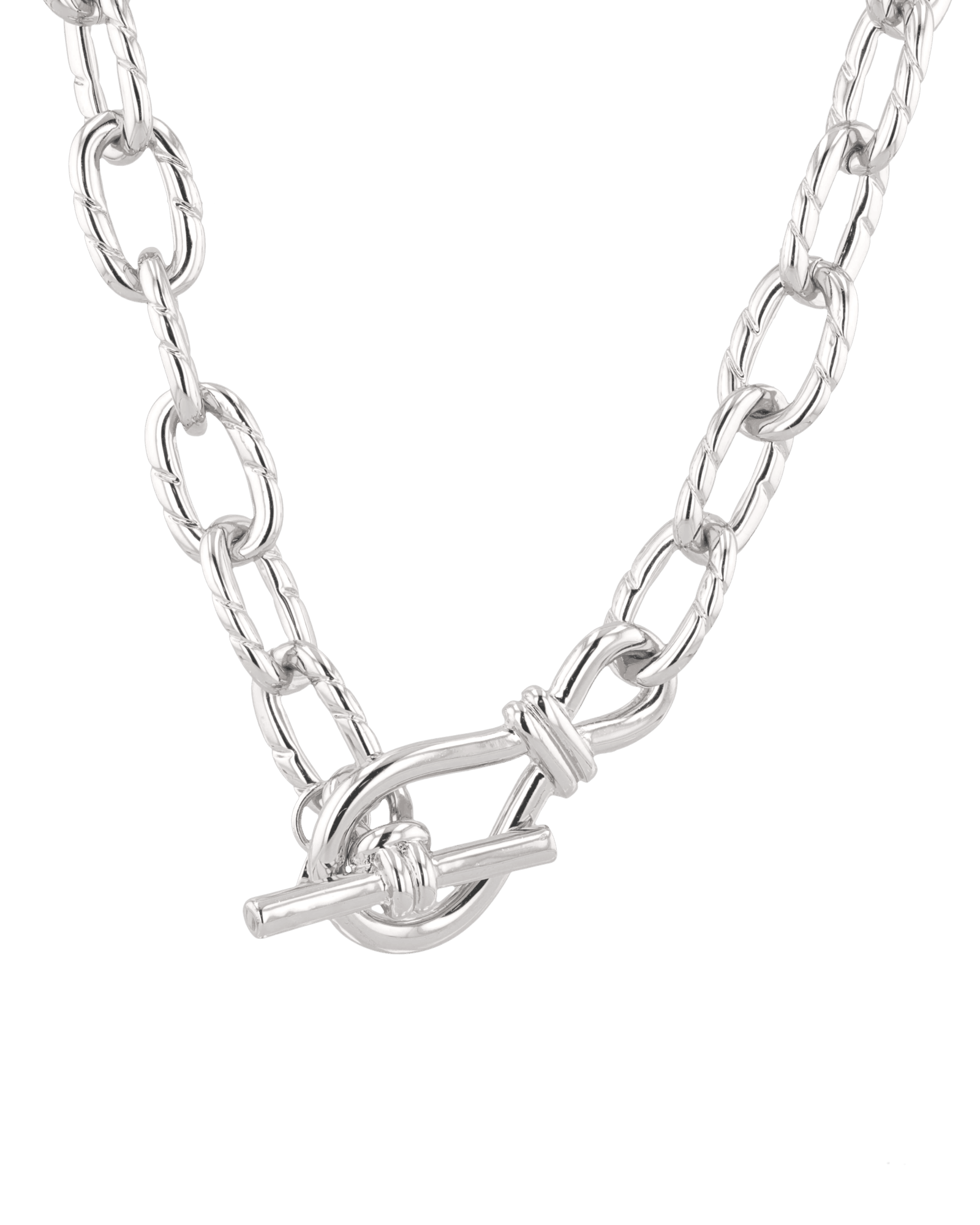 Riviera silver textured link necklace by Lavana, with toggle loop clasp