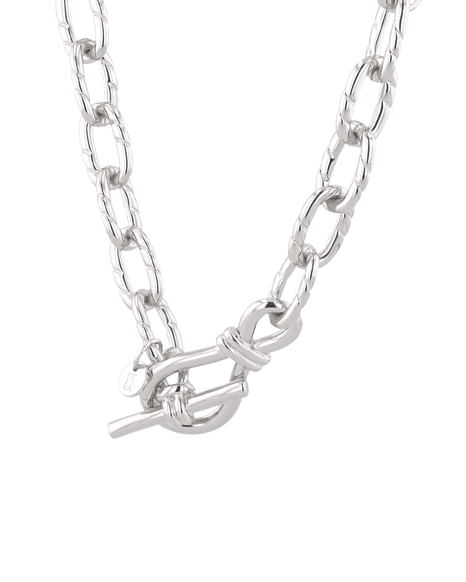 Riviera silver textured link necklace by Lavana, with toggle loop clasp