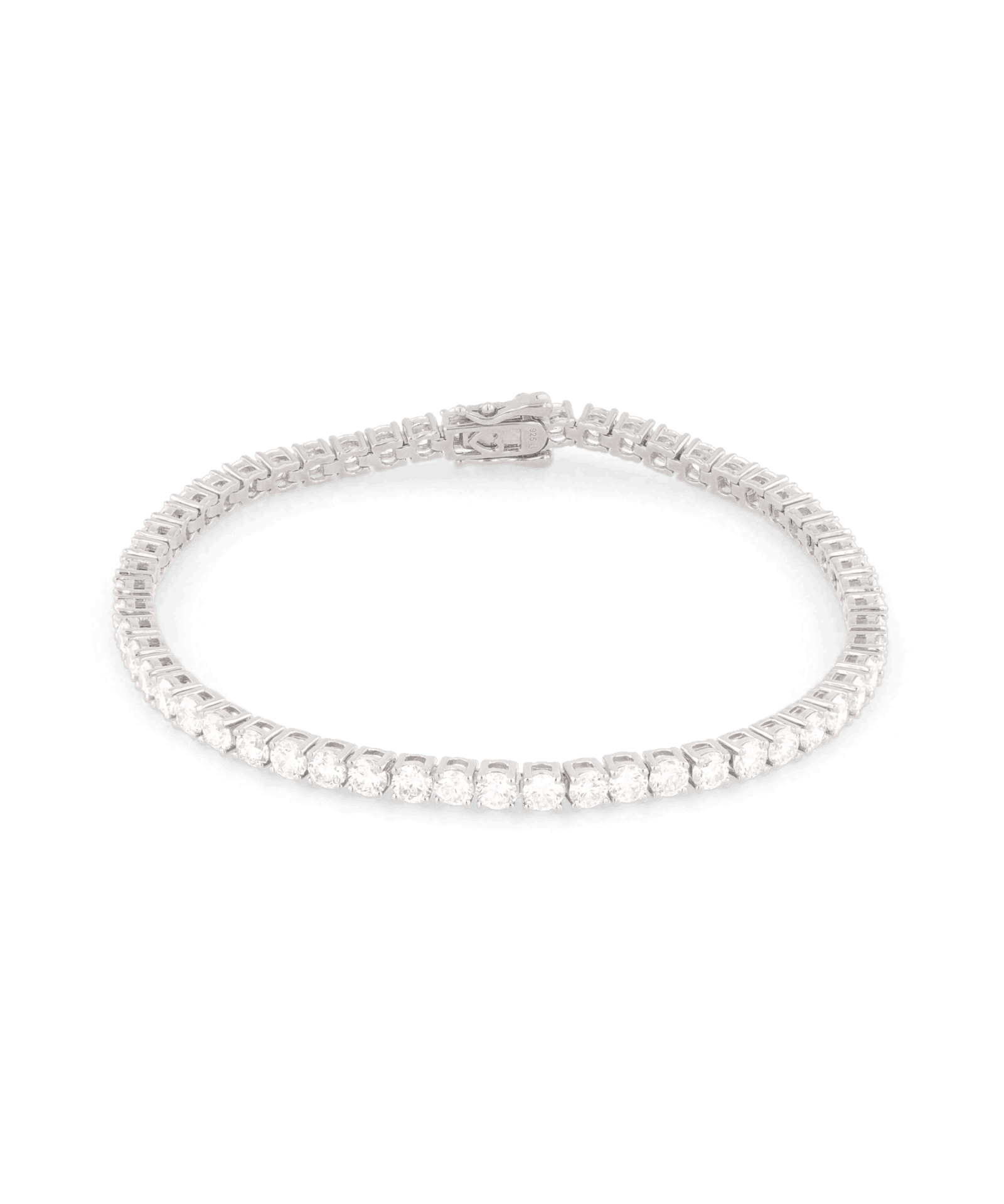 Roland Silver Diamond Tennis Bracelet by Lavana Prong Set Classic Tennis Style with a Secure Double Latch Clasp