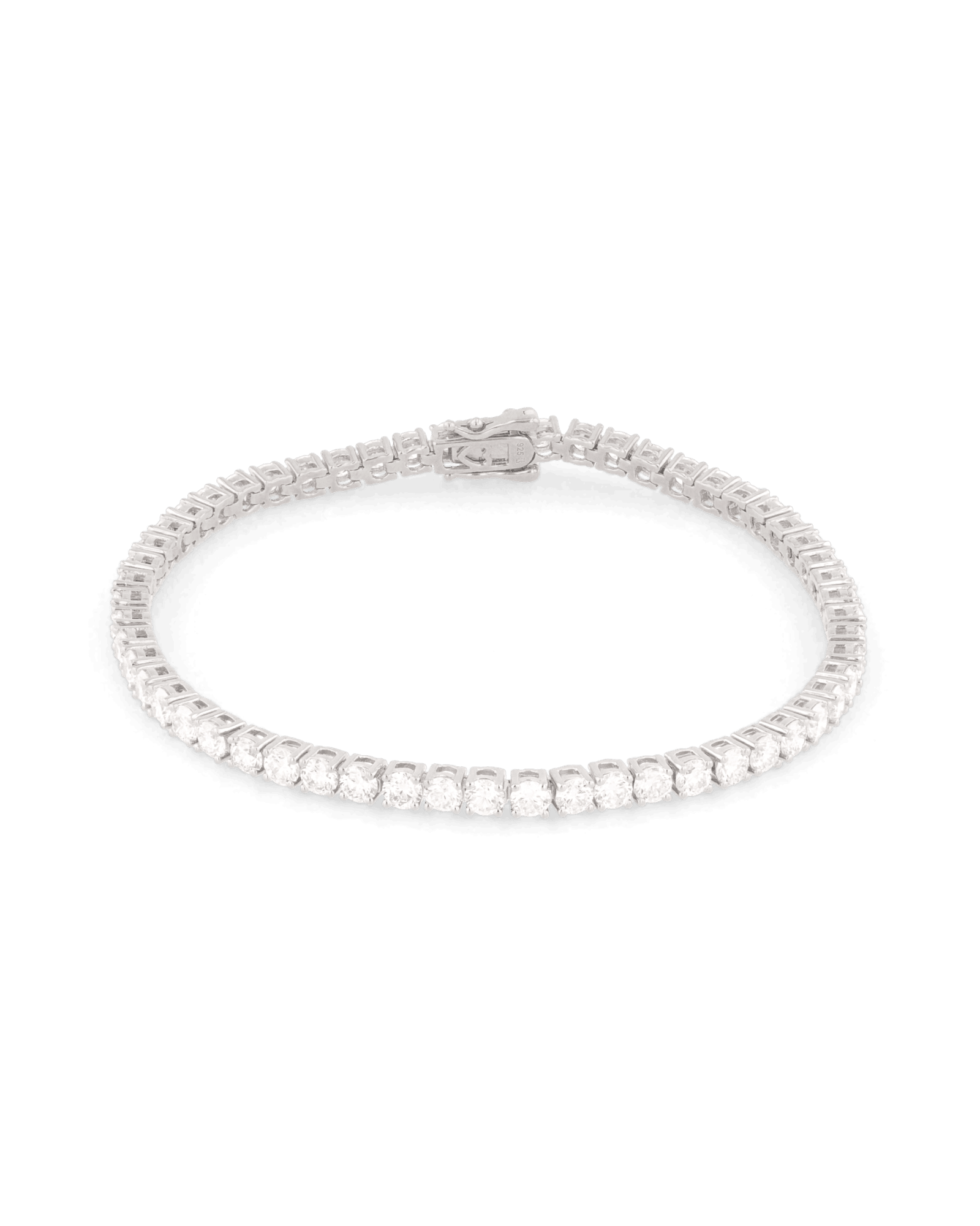 Roland Silver Diamond Tennis Bracelet by Lavana Prong Set Classic Tennis Style with a Secure Double Latch Clasp