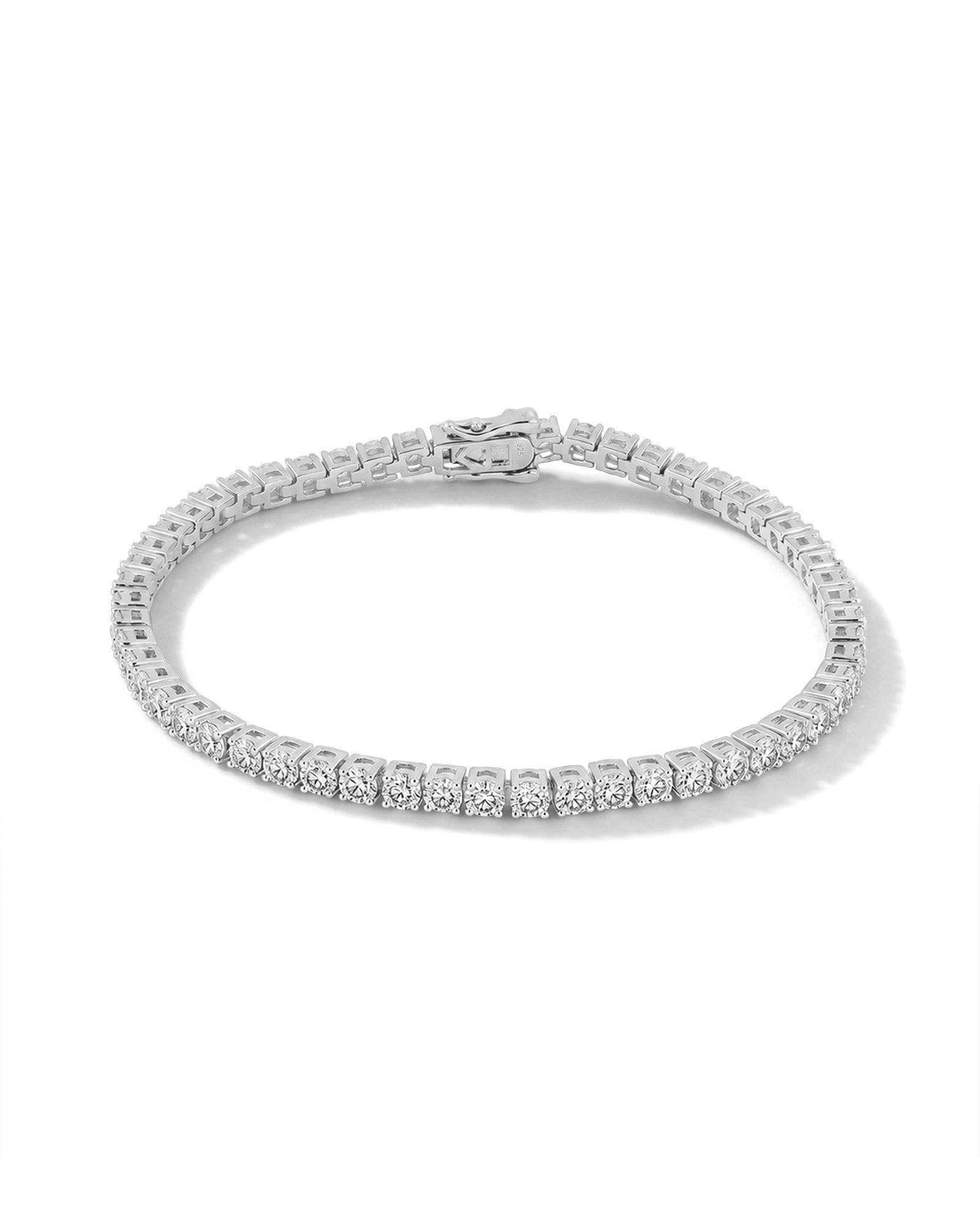 Roland Silver Diamond Tennis Bracelet by Lavana prong set classic tennis style with a secure double latch clasp 1