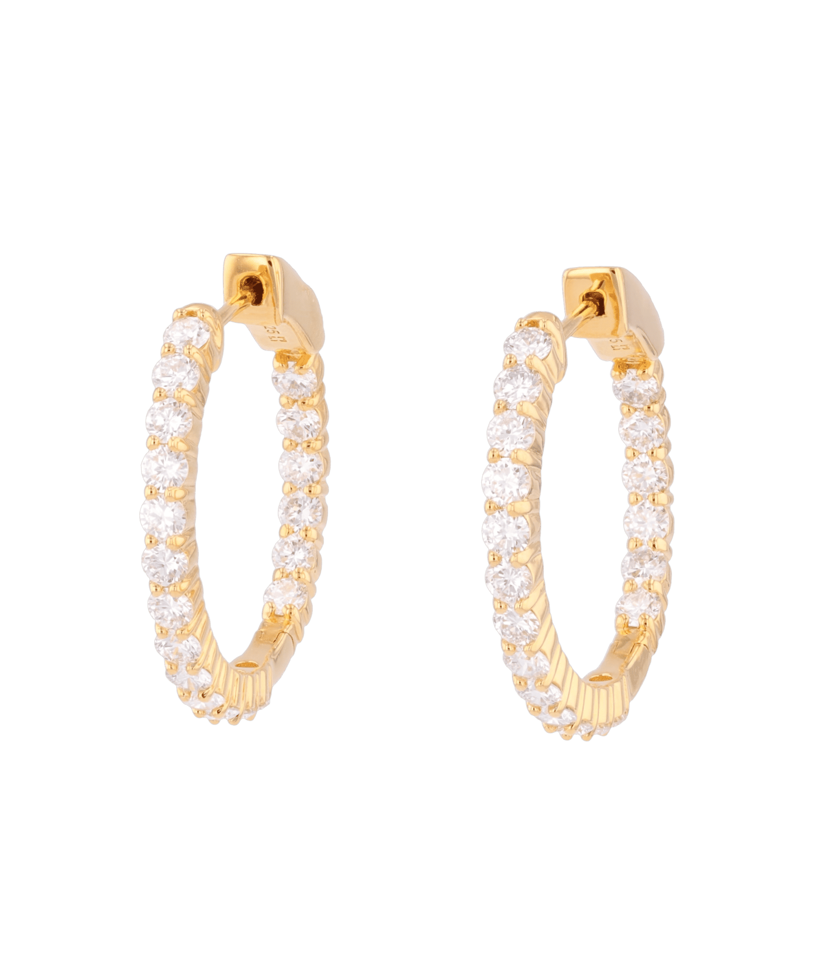 Roma Gold Diamond Hoop Earrings by Lavana Classic Brilliant Round Lab Grown Diamonds