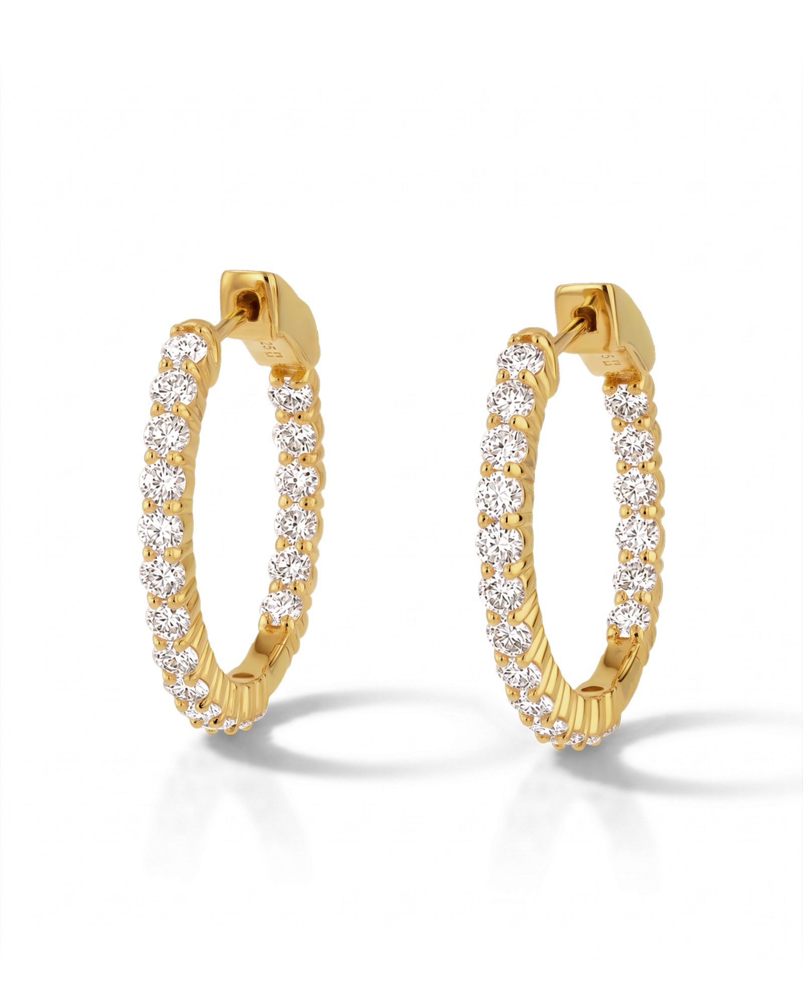 Roma Gold Diamond Hoop Earrings by Lavana classic brilliant round lab grown diamonds 1