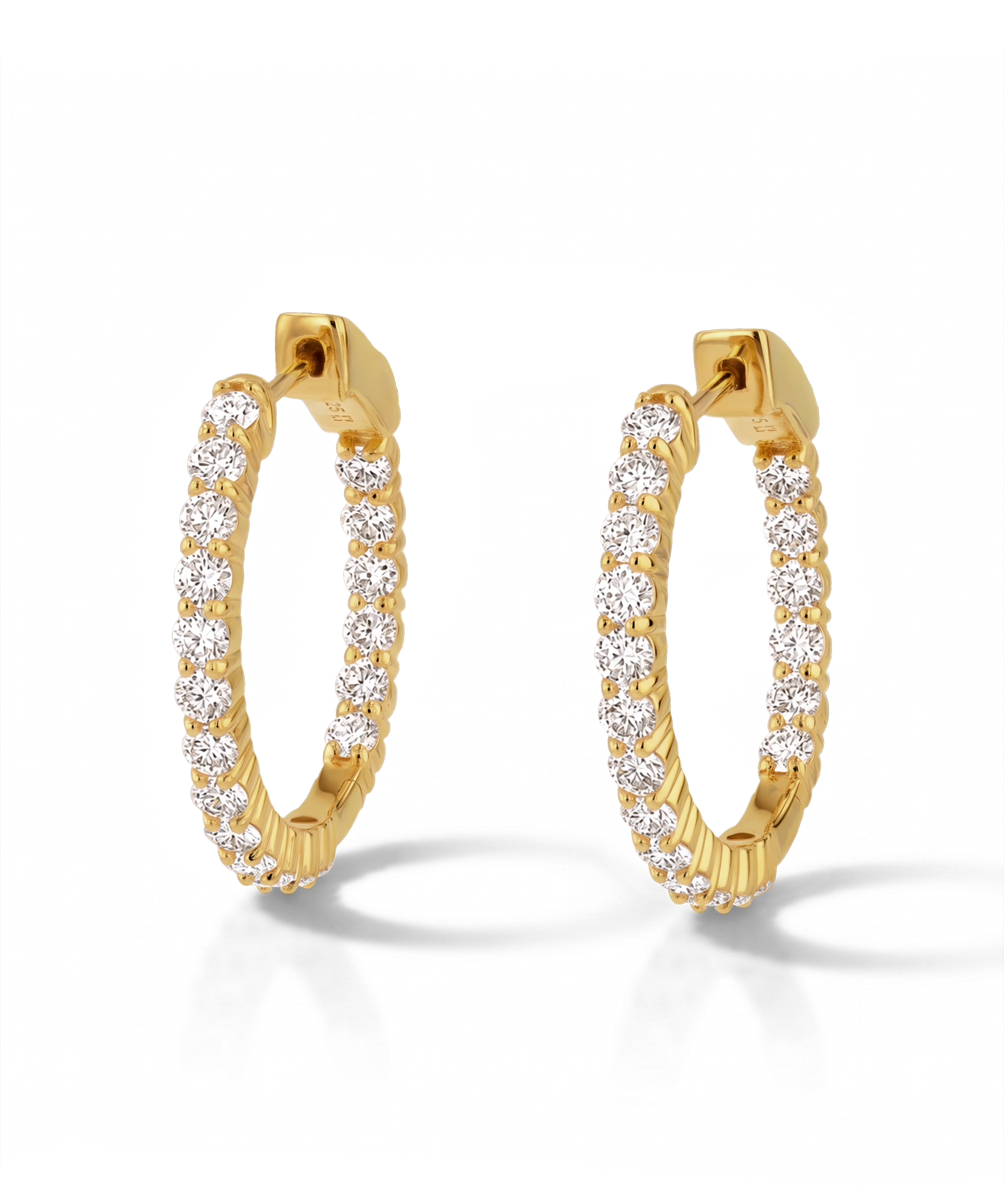 Roma Gold Diamond Hoop Earrings by Lavana Classic Brilliant Round Lab Grown Diamonds