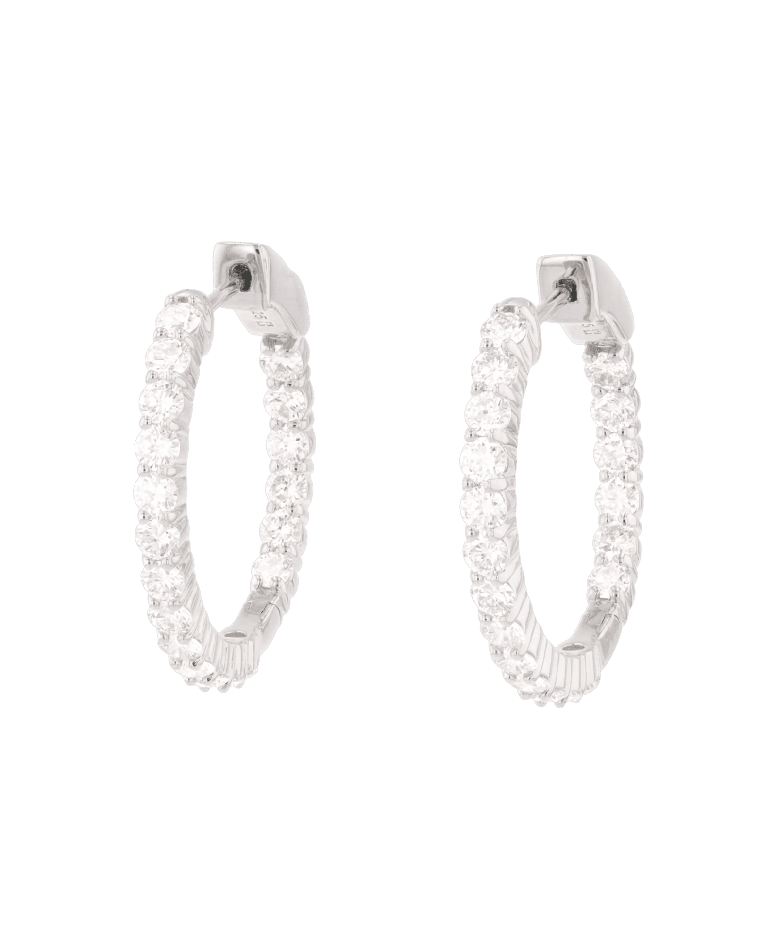 Roma Silver Diamond Hoop Earrings by Lavana Classic Brilliant Round Lab Grown Diamonds