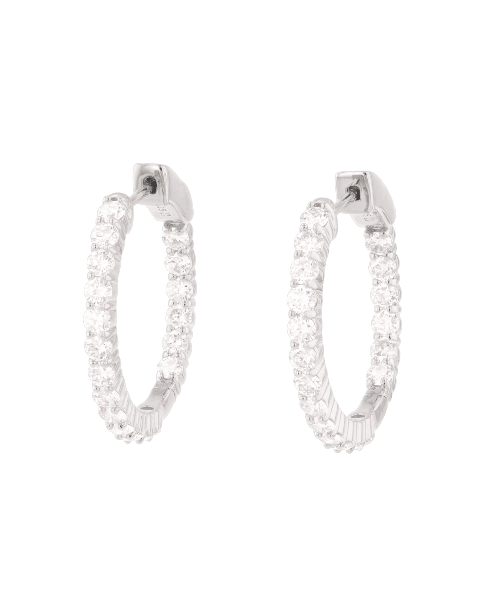 Roma Silver Diamond Hoop Earrings by Lavana Classic Brilliant Round Lab Grown Diamonds