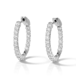 Roma Silver Diamond Hoop Earrings by Lavana Classic Brilliant Round Lab Grown Diamonds