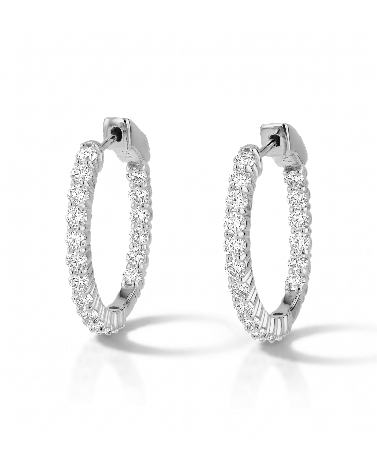 Roma Silver Diamond Hoop Earrings by Lavana Classic Brilliant Round Lab Grown Diamonds