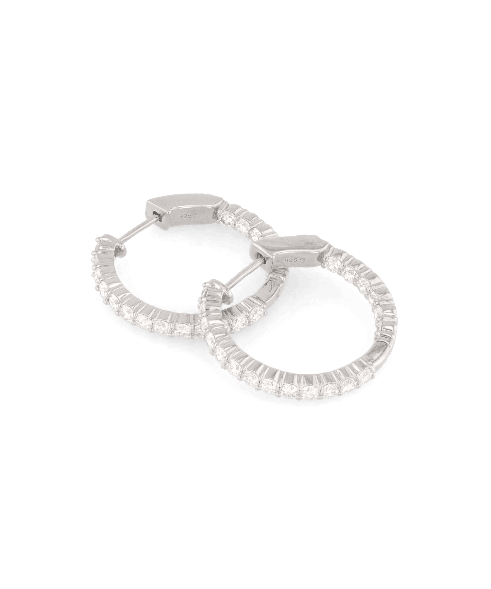 Roma Silver Diamond Hoop Earrings by Lavana Classic Brilliant Round Lab Grown Diamonds