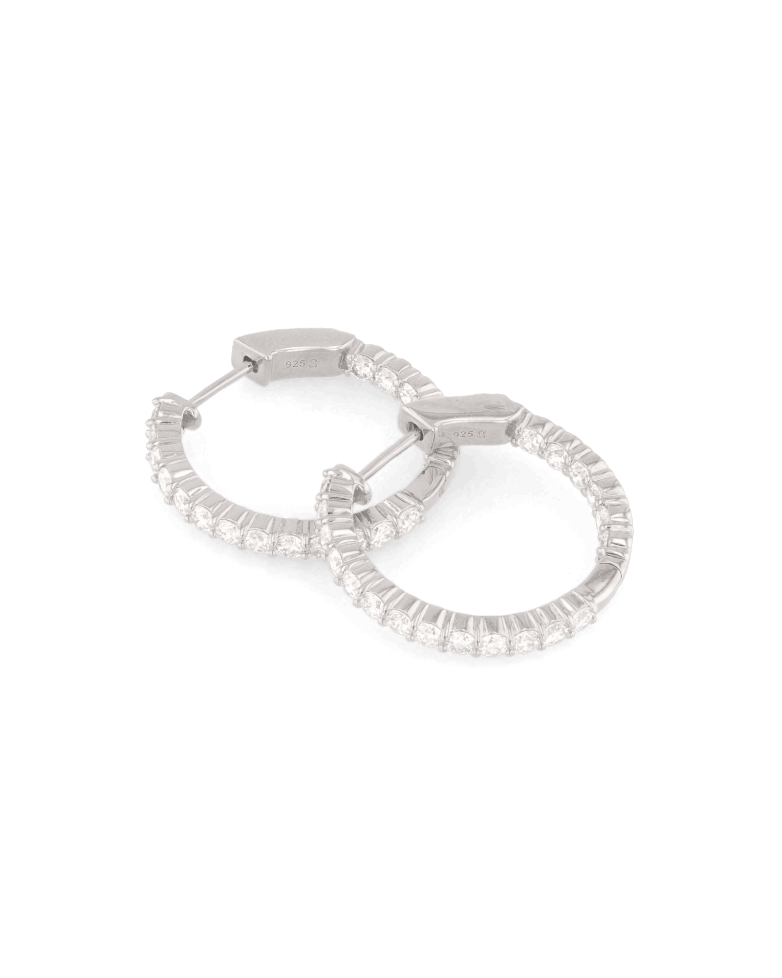 Roma Silver Diamond Hoop Earrings by Lavana Classic Brilliant Round Lab Grown Diamonds