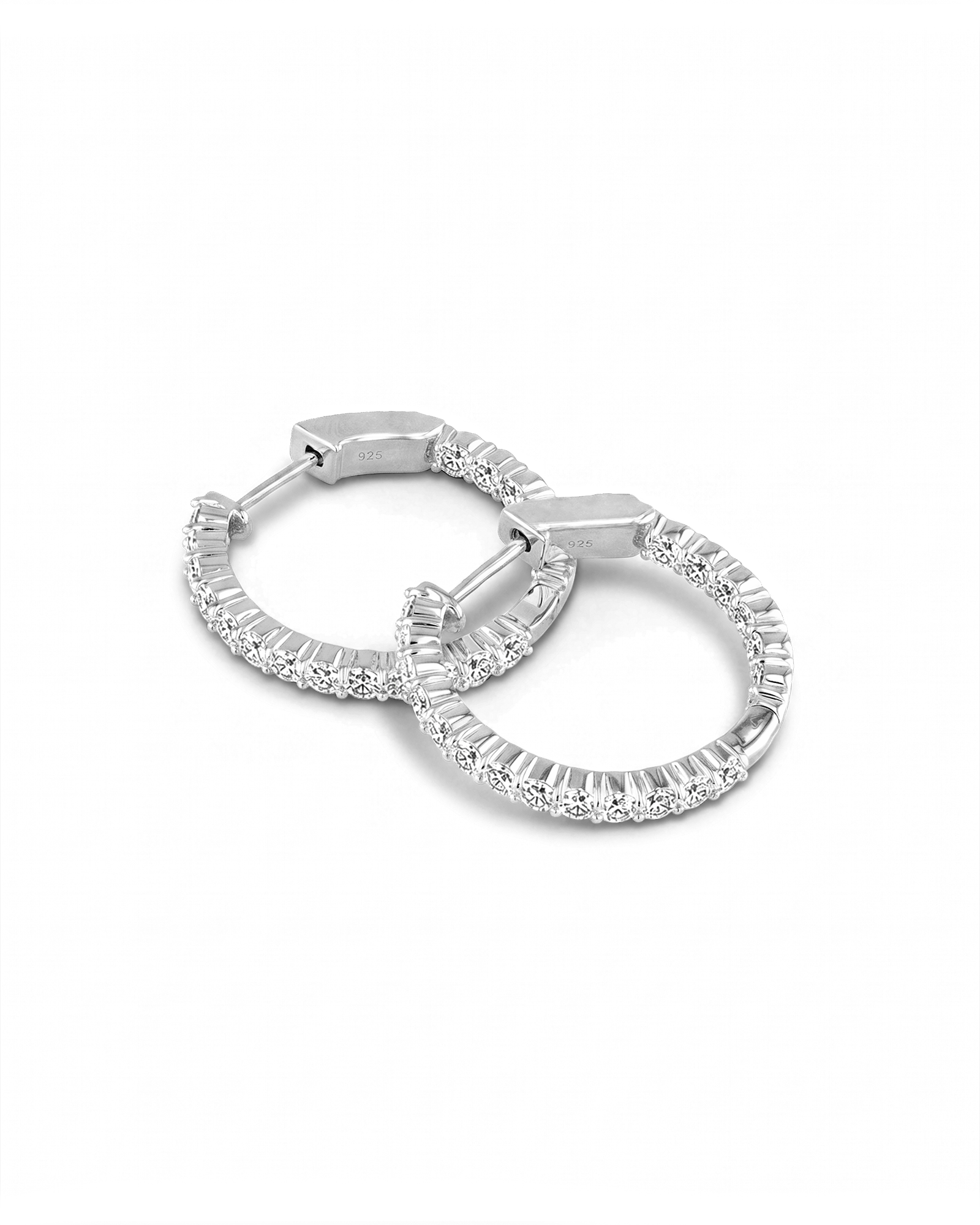 Roma Silver Diamond Hoop Earrings by Lavana Classic Brilliant Round Lab Grown Diamonds