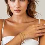 Rope Trinity Gold Bracelet Set by Lavana on model textured rope with snake and cable chains