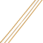 Rope Trinity Gold Bracelet Set by Lavana, textured rope with snake and cable chains - 2