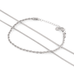 Rope Trinity Silver Bracelet Set by Lavana, textured rope with snake and cable chains - 1