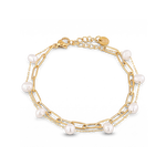 Salina Gold Pearl Bracelet by Lavana with paperclip chain, fine chain and floating freshwater pearls