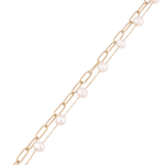 Salina Gold Pearl Bracelet by Lavana with paperclip chain, fine chain and floating freshwater pearls