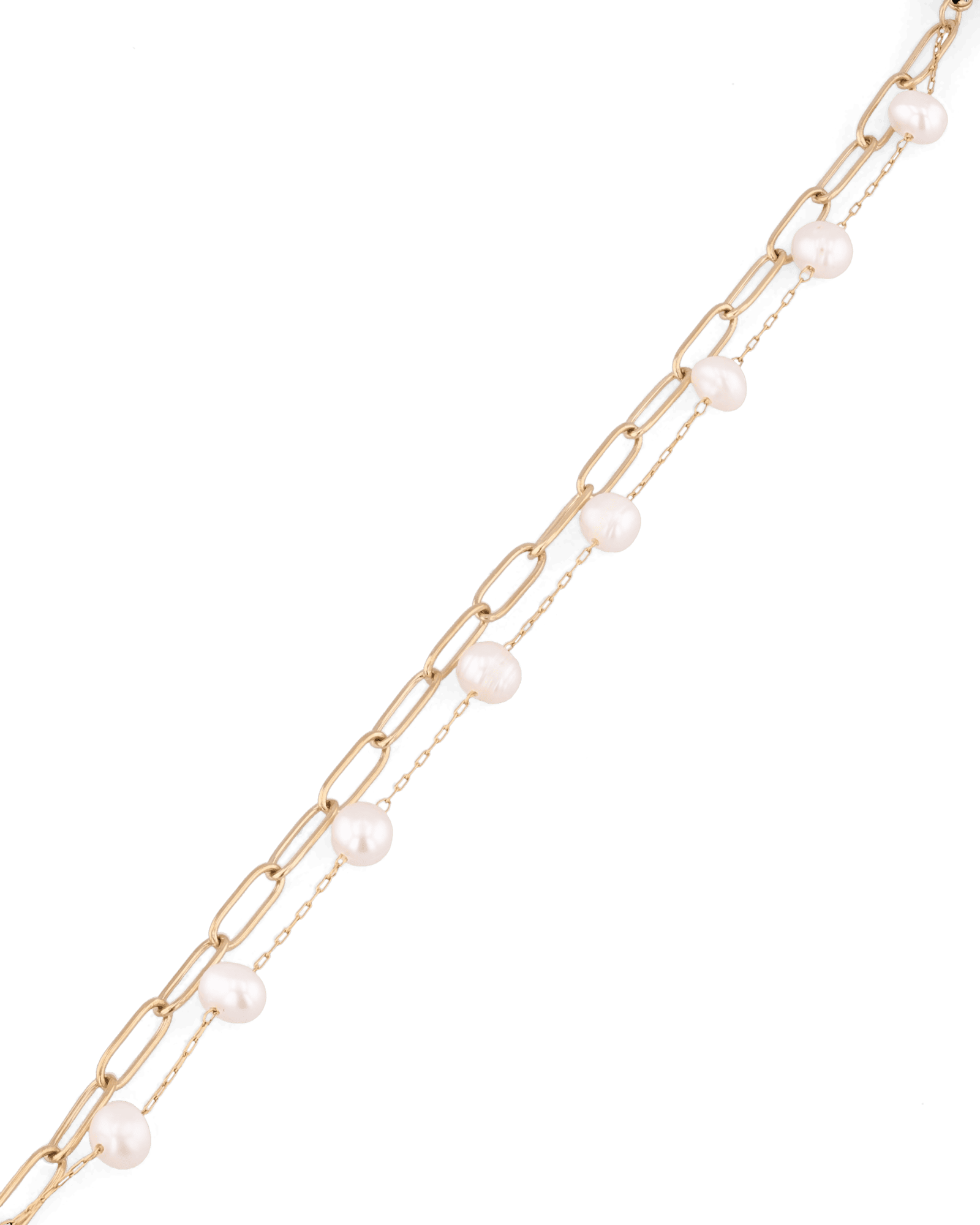Salina Gold Pearl Bracelet by Lavana with paperclip chain, fine chain and floating freshwater pearls
