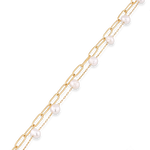 Salina Gold Pearl Bracelet by Lavana with paperclip chain, fine chain and floating freshwater pearls