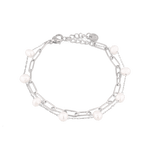 Salina Silver Pearl Bracelet by Lavana with paperclip chain, fine chain and floating freshwater pearls