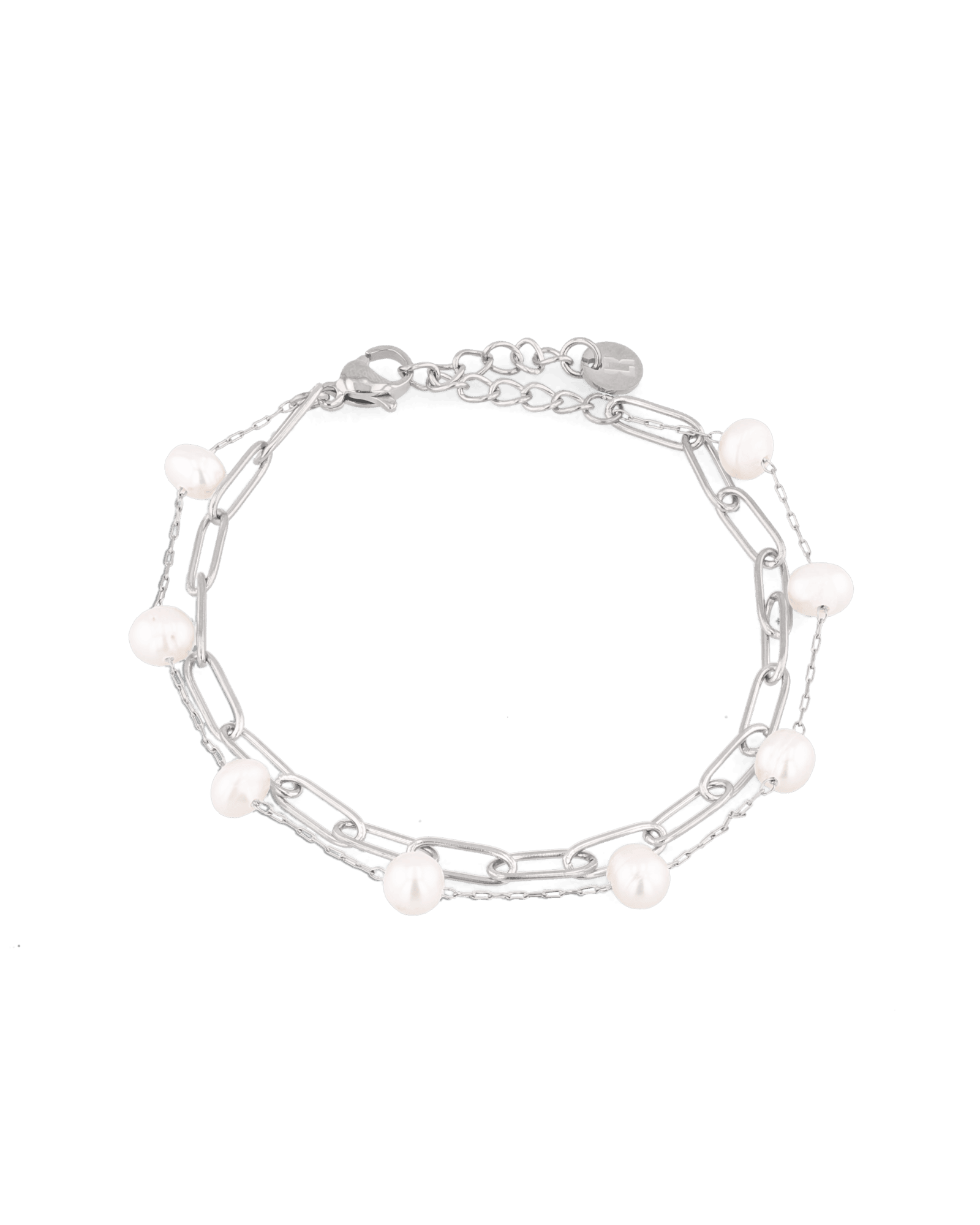 Salina Silver Pearl Bracelet by Lavana with paperclip chain, fine chain and floating freshwater pearls