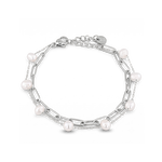 Salina Silver Pearl Bracelet by Lavana with paperclip chain, fine chain and floating freshwater pearls
