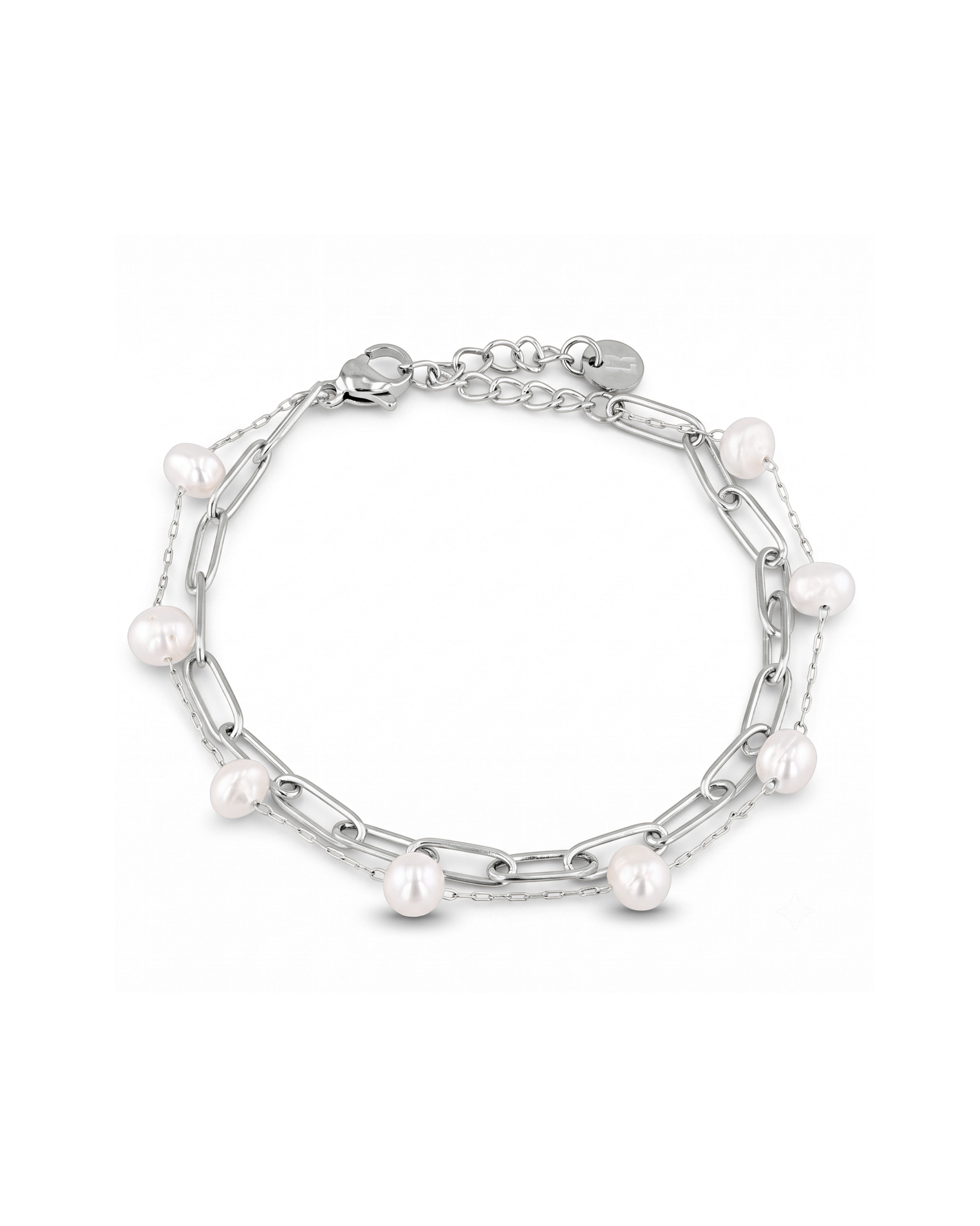 Salina Silver Pearl Bracelet by Lavana with paperclip chain, fine chain and floating freshwater pearls