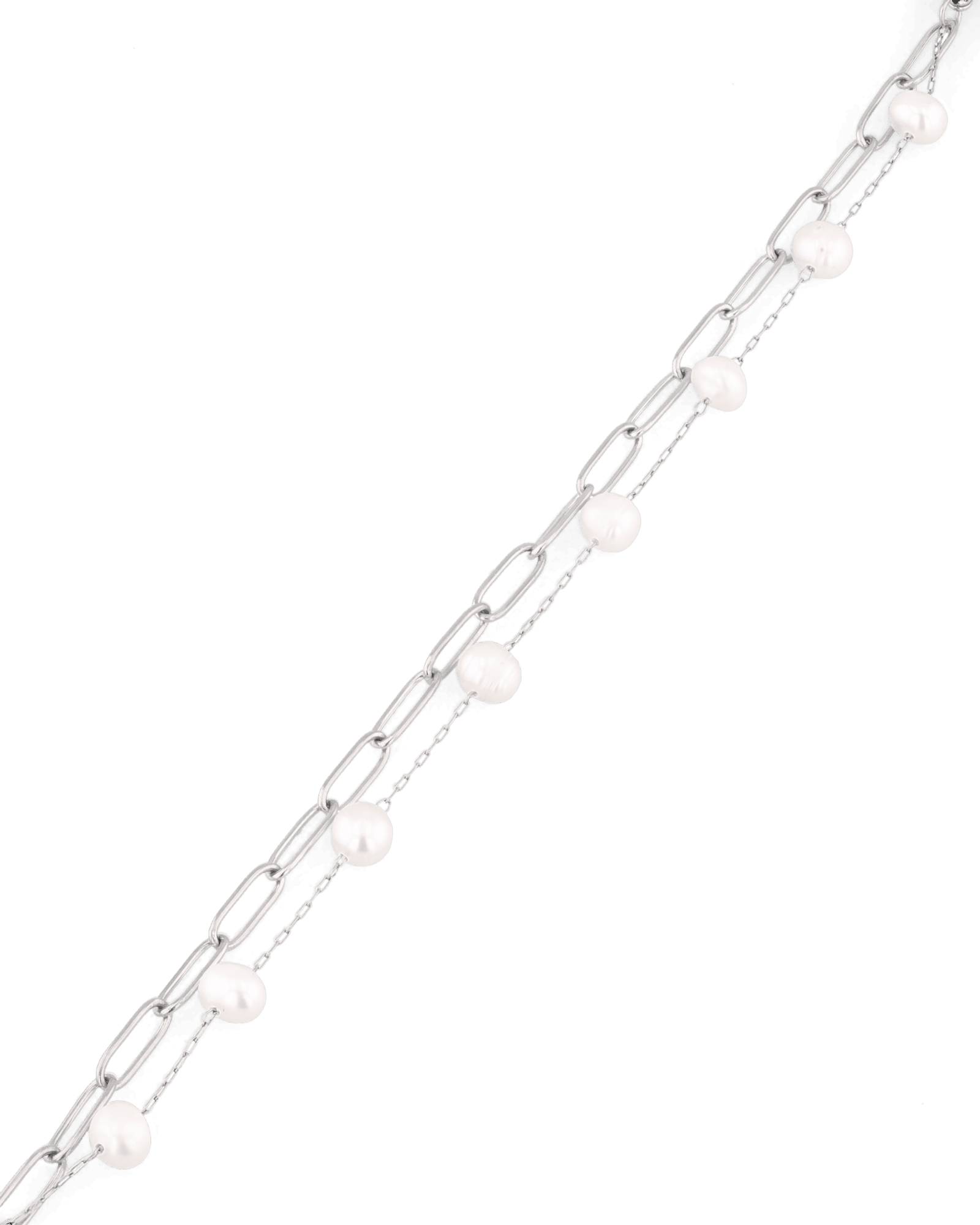 Salina Silver Pearl Bracelet by Lavana with paperclip chain, fine chain and floating freshwater pearls