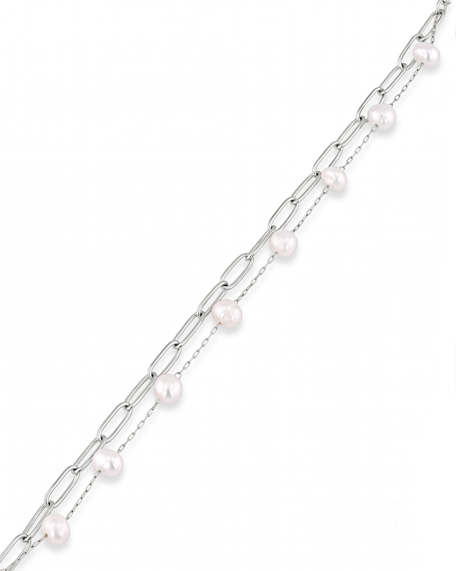 Salina Silver Pearl Bracelet by Lavana with paperclip chain, fine chain and floating freshwater pearls