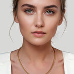 Savannah Gold Spiga Chain Necklace by Lavana on model woven textured links