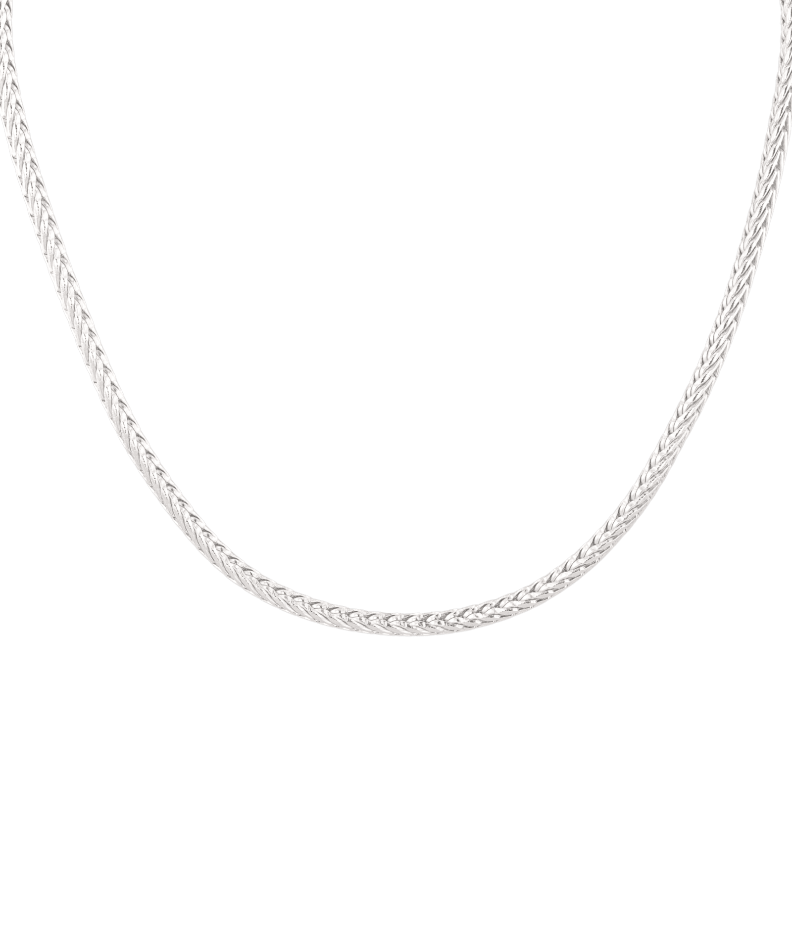 Savannah Silver Spiga Chain Necklace by Lavana, with woven, textured links, front view