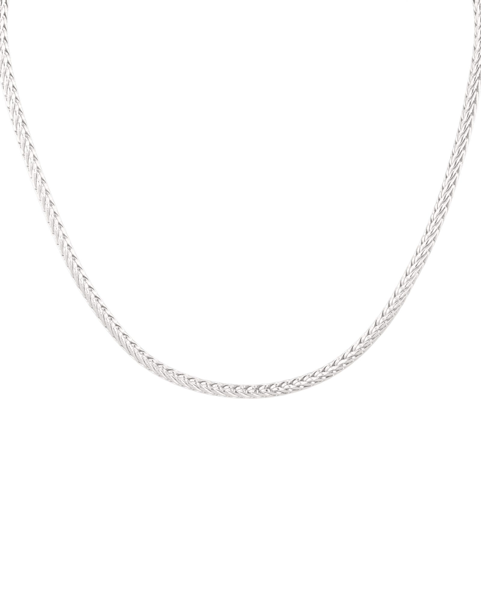 Savannah Silver Spiga Chain Necklace by Lavana, with woven, textured links, front view