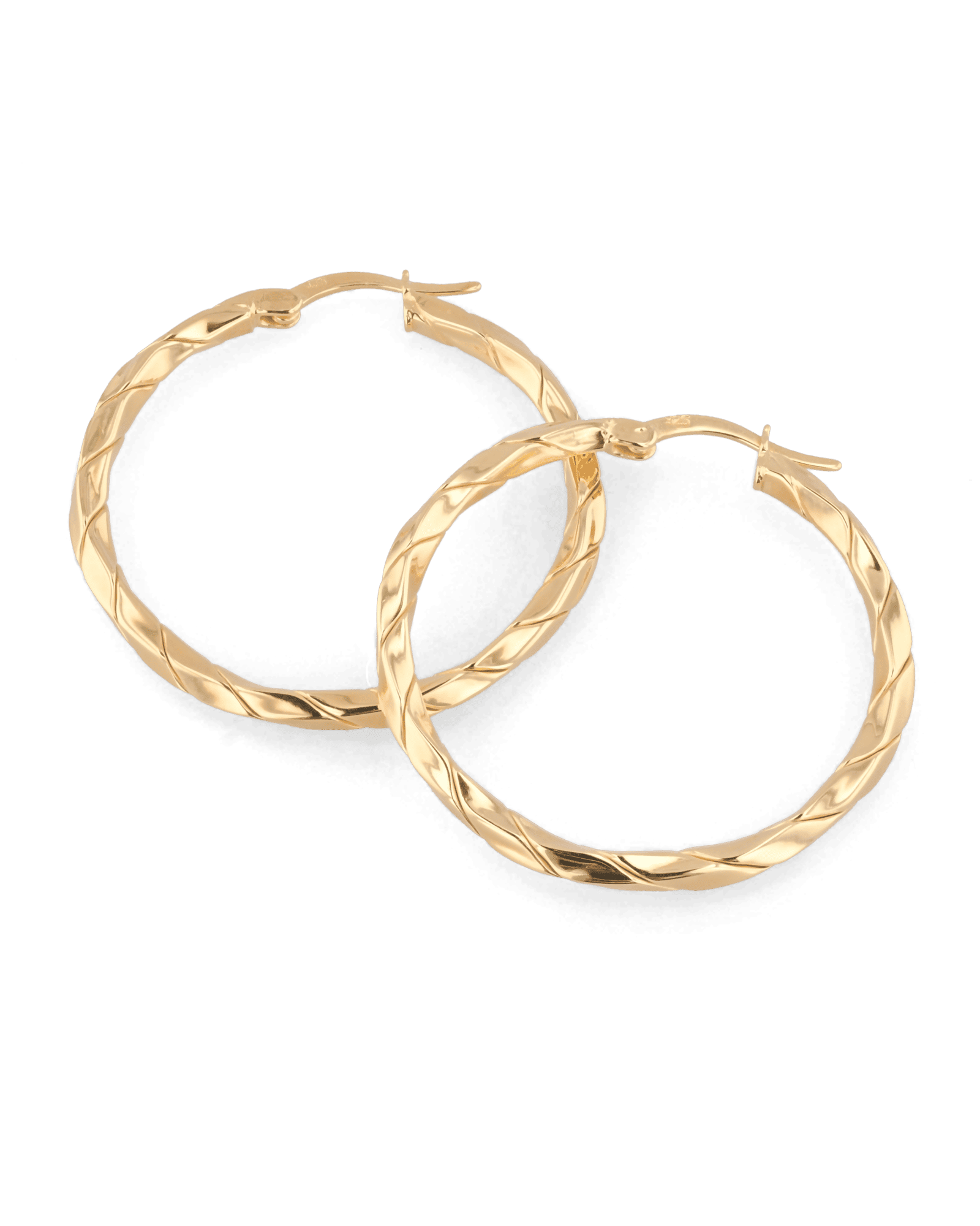 Sculptural Gold Hoop Earrings by Lavana, round hoops with soft sculptural twist