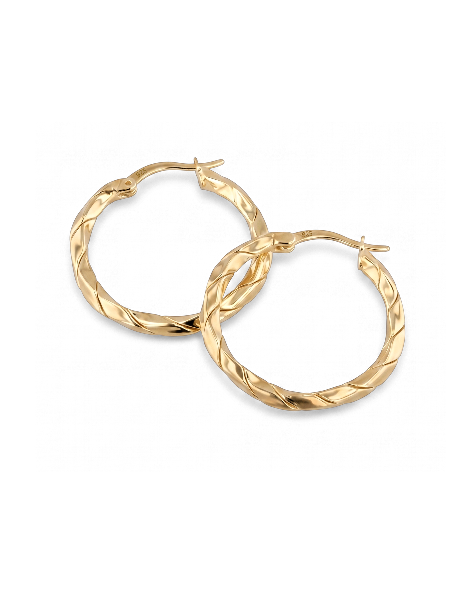 Sculptural Gold Hoop Earrings by Lavana, round hoops with soft sculptural twist
