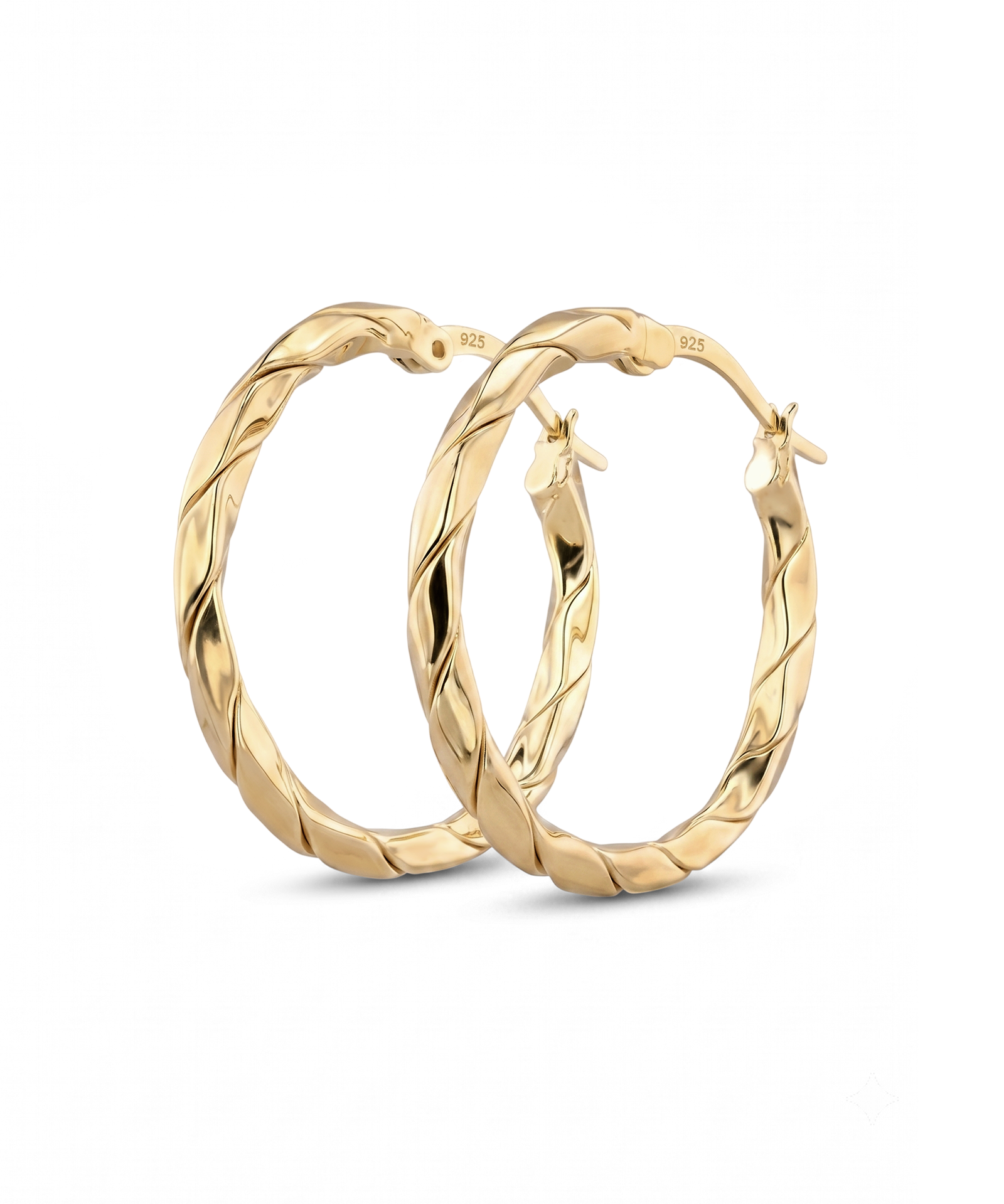 Sculptural Gold Hoop Earrings by Lavana, round hoops with soft sculptural twist