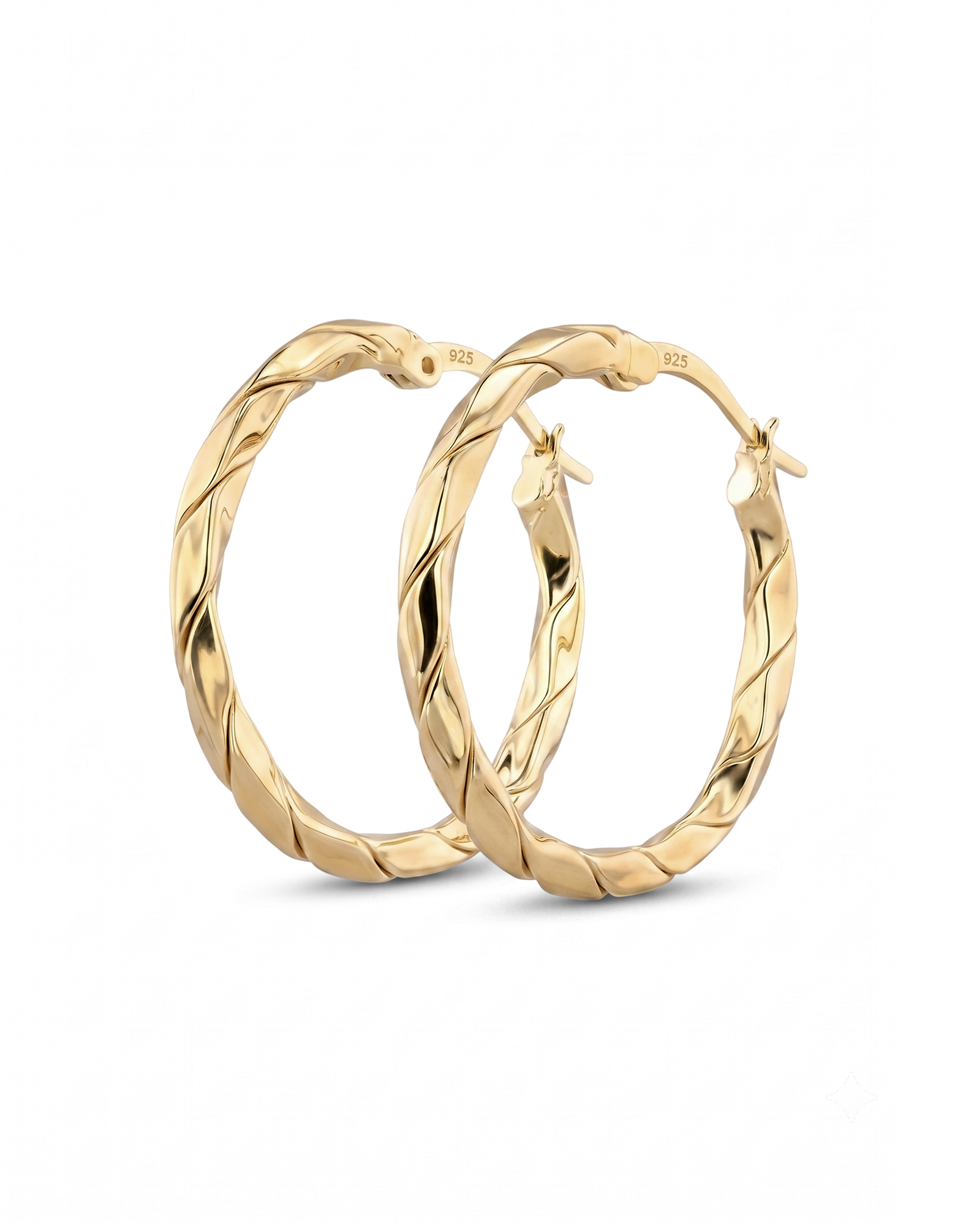 Sculptural Gold Hoop Earrings by Lavana, round hoops with soft sculptural twist