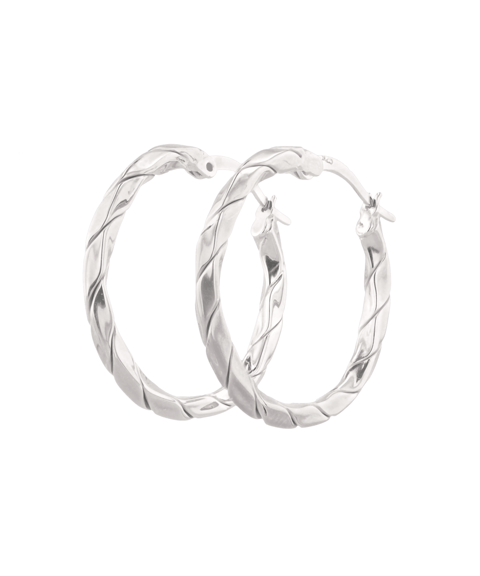 Sculptural Silver Hoop Earrings by Lavana, polished round hoops with gentle sculptural twist