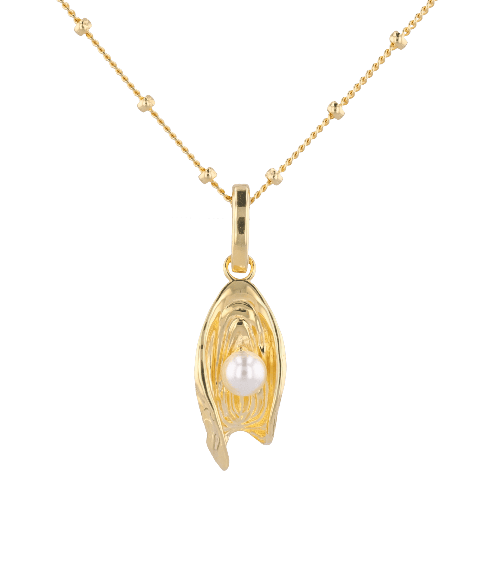 Sea Treasure Gold Pendant by LAVANA Shell inspired pendant with freshwater pearl
