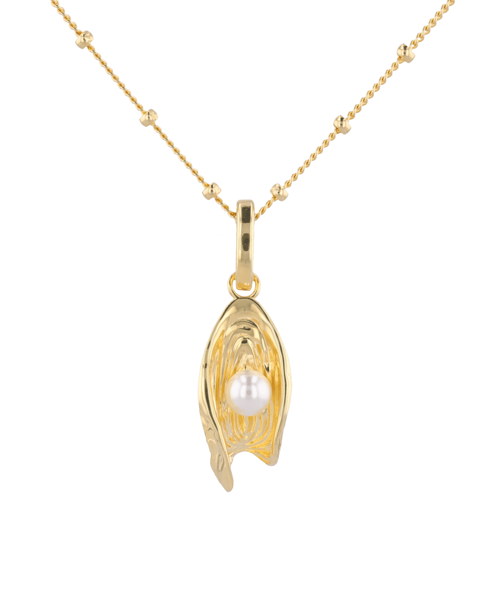 Sea Treasure Gold Pendant by LAVANA Shell inspired pendant with freshwater pearl