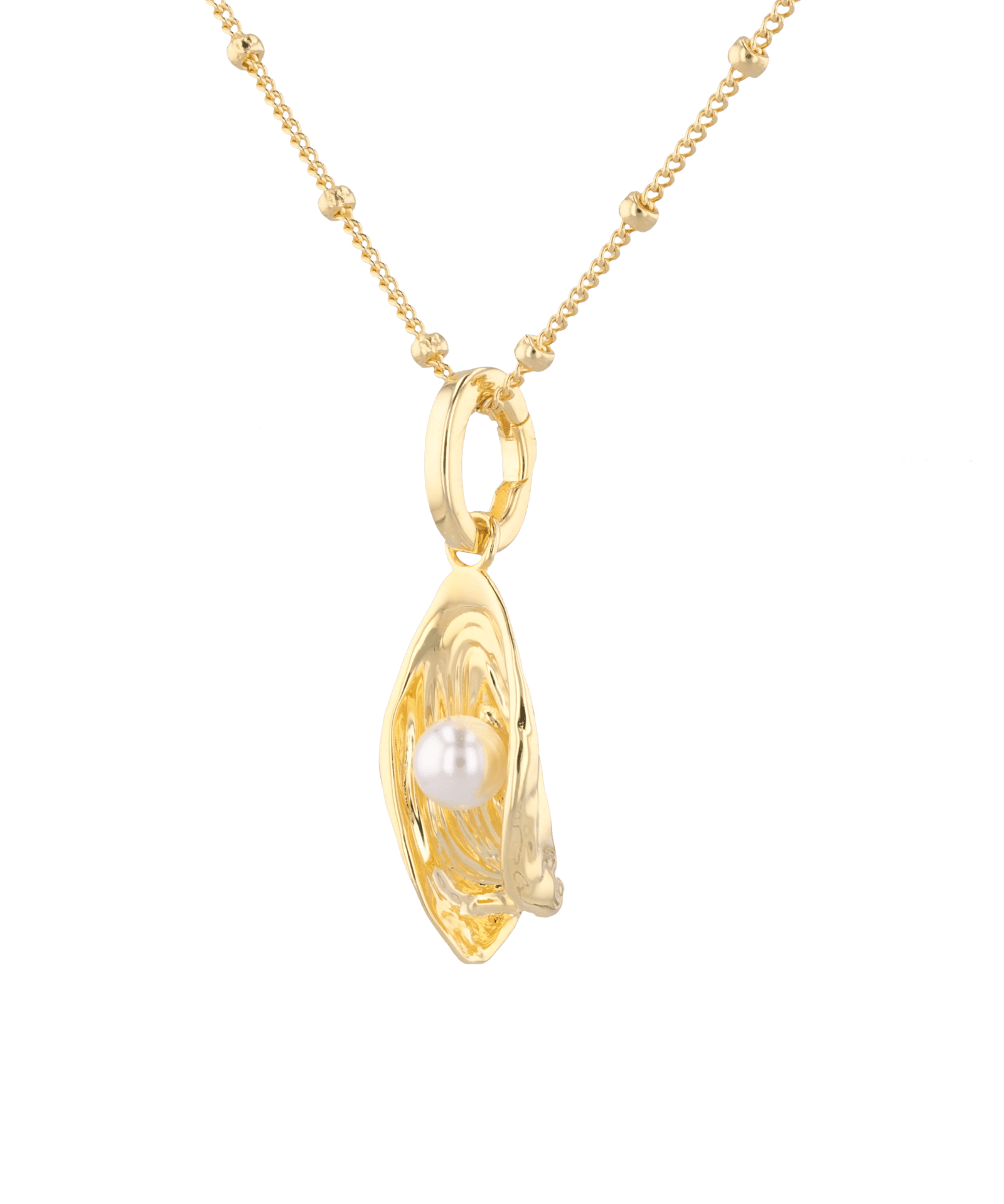 Sea Treasure Gold Pendant by LAVANA Shell inspired pendant with freshwater pearl