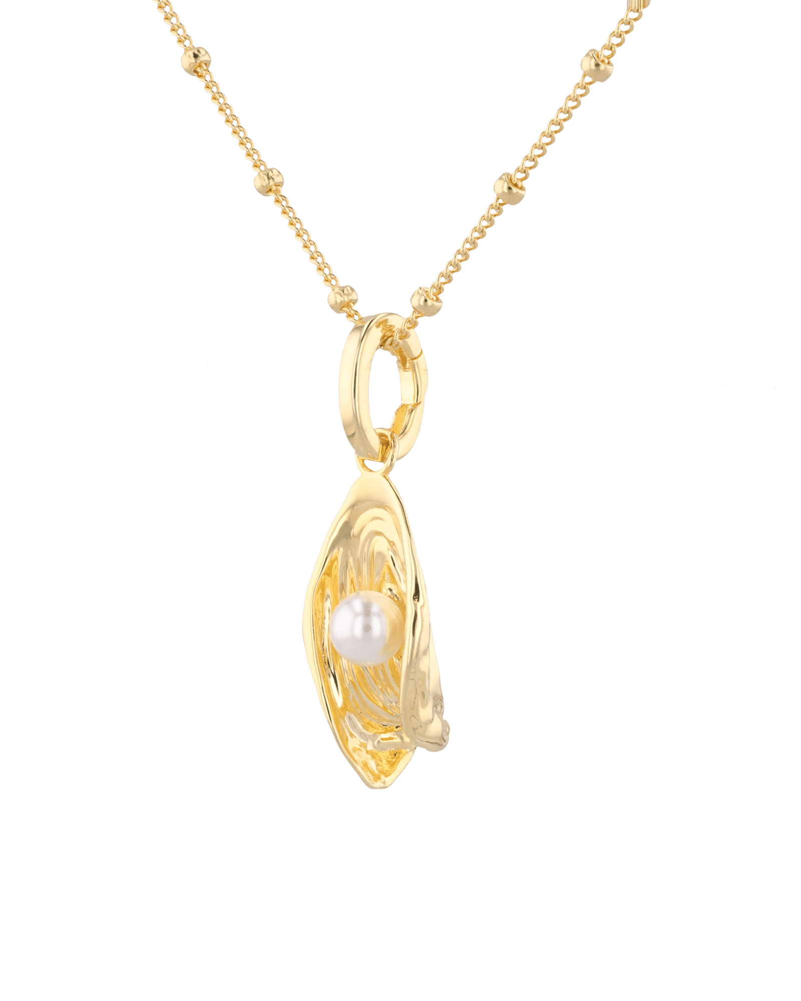 Sea Treasure Gold Pendant by LAVANA Shell inspired pendant with freshwater pearl