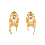 Sea Treasure Gold Stud Earrings by LAVANA, Shell inspired stud with freshwater pearl