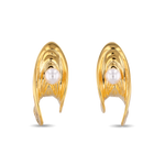 Sea Treasure Gold Stud Earrings by LAVANA, Shell inspired stud with freshwater pearl