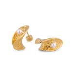 Sea Treasure Gold Stud Earrings by LAVANA, Shell inspired stud with freshwater pearl