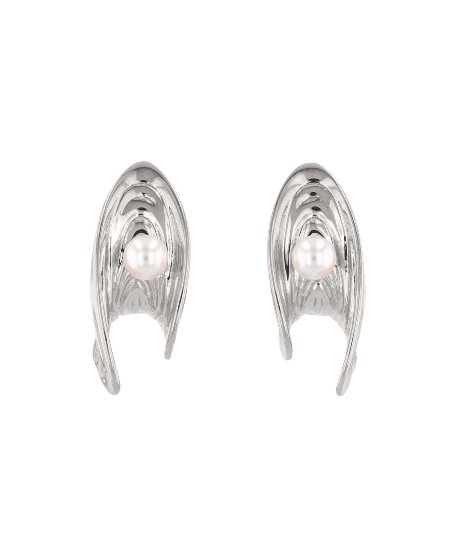 Sea Treasure Sterling Silver Stud Earrings by LAVANA, Shell stud with freshwater pearl centre